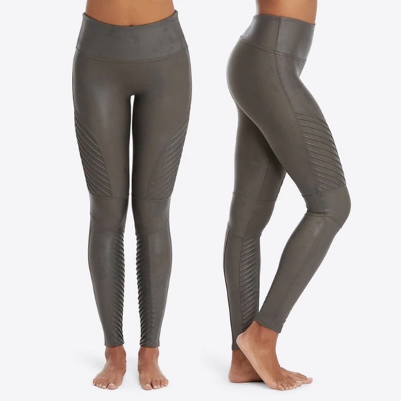 SPANX Gray Gunmetal Moto Faux Leather Leggings - Picture 5 of 5